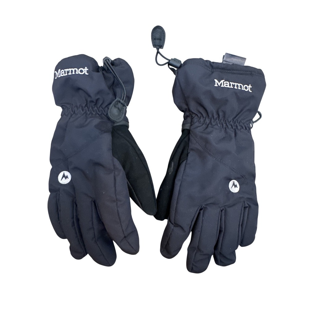 Marmot Gloves Womens Medium Black Insulated Winter Gripper Cuff Elastic Ski